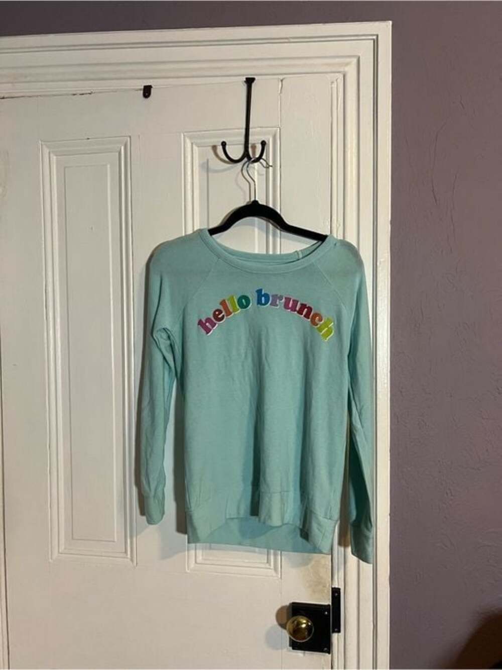 Chaser Mint Green 'hello brunch' Crewneck Sweater size small